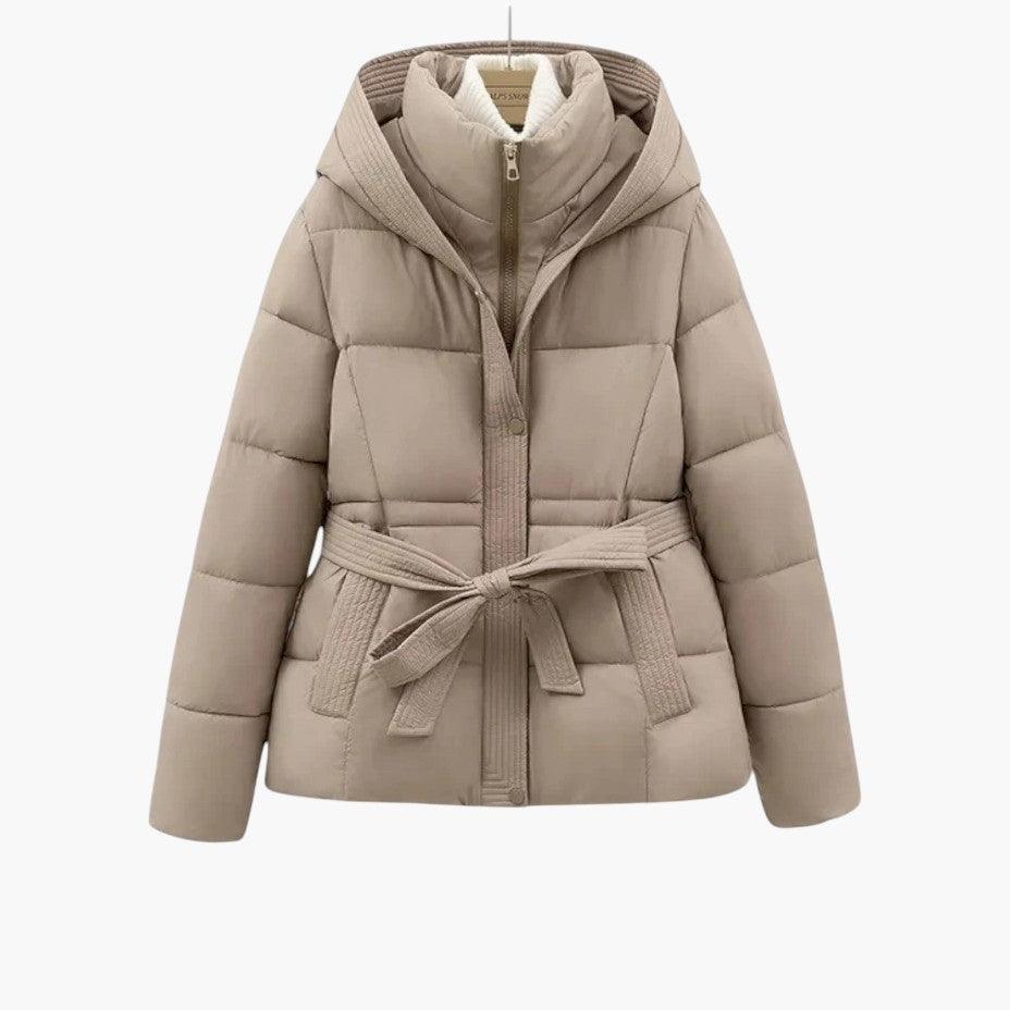 Belted Puffer Jacket with Hood – Women's Winter Quilted Coat -  Made By Riley