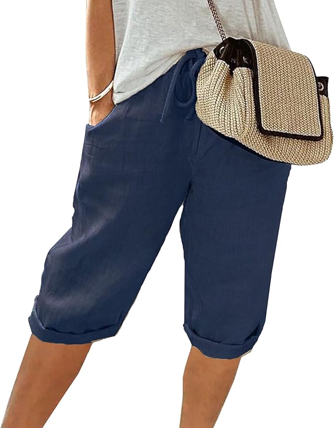 Women’s Shorts with Elasticated Waistband and Relaxed Fit
