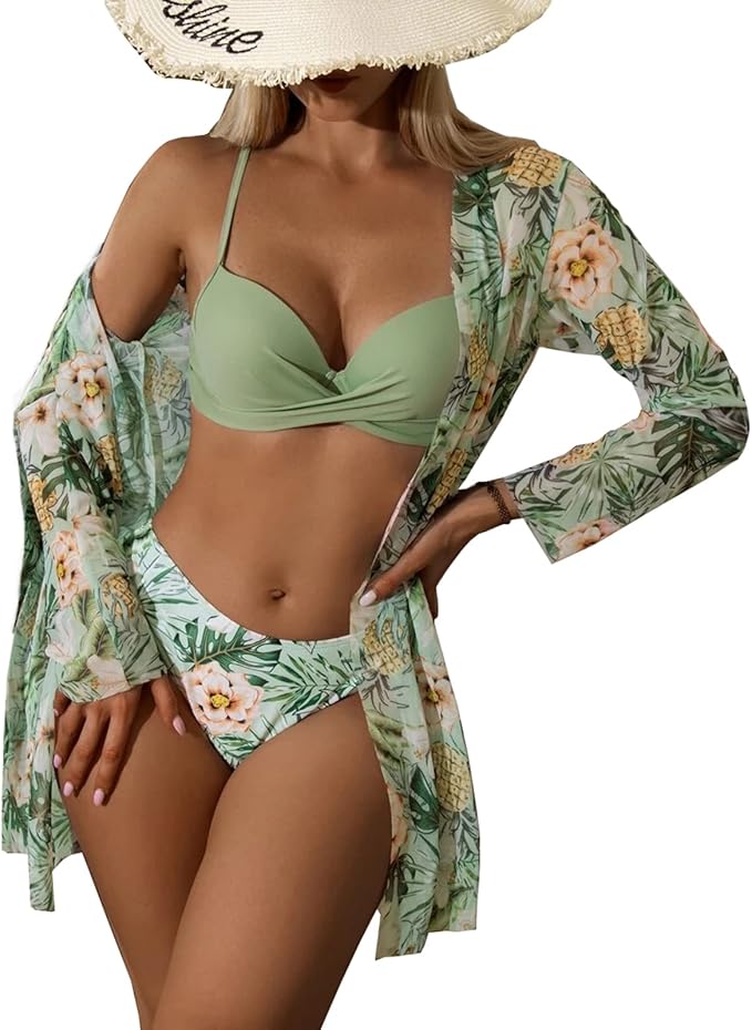 Women’s Bikini Set with Sarong and Integrated Shaping Panel
