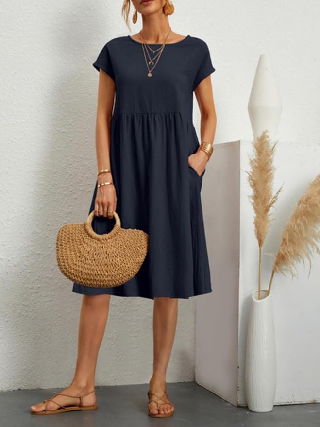 Lillian | Short Sleeve Knee Length Pocket Dress