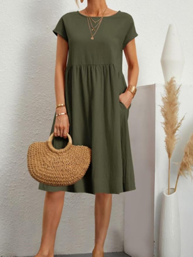 Lillian | Short Sleeve Knee Length Pocket Dress