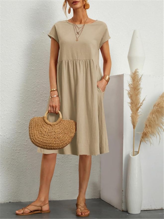 Lillian | Short Sleeve Knee Length Pocket Dress
