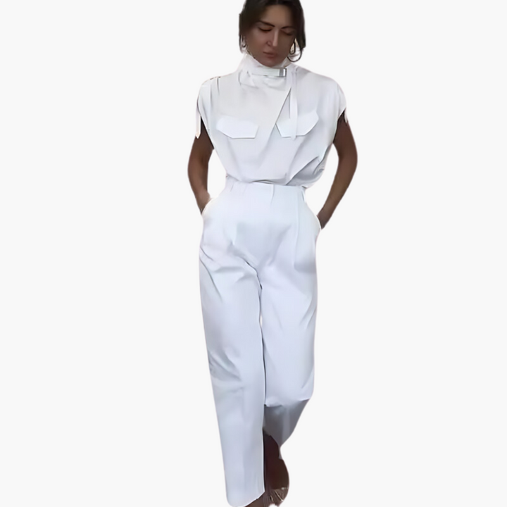 Women’s Jumpsuit with Waist Belt and Straight-Leg Fit