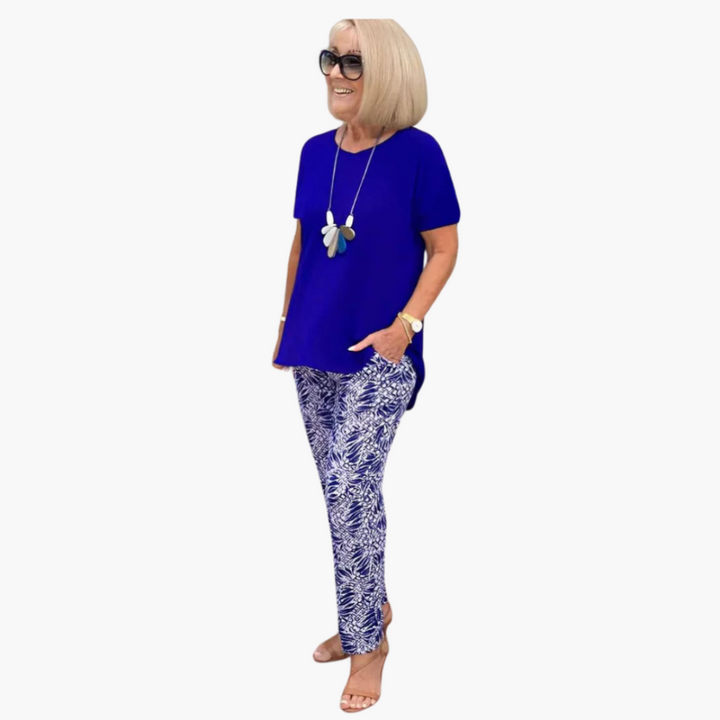 Women’s Two Piece Set with Printed Pants