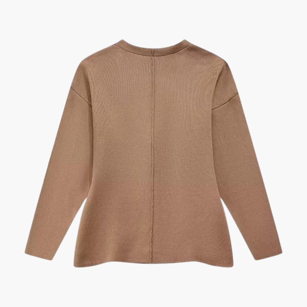 Women’s Slim-Fit Cardigan with Long Sleeves and Side-Split Hem