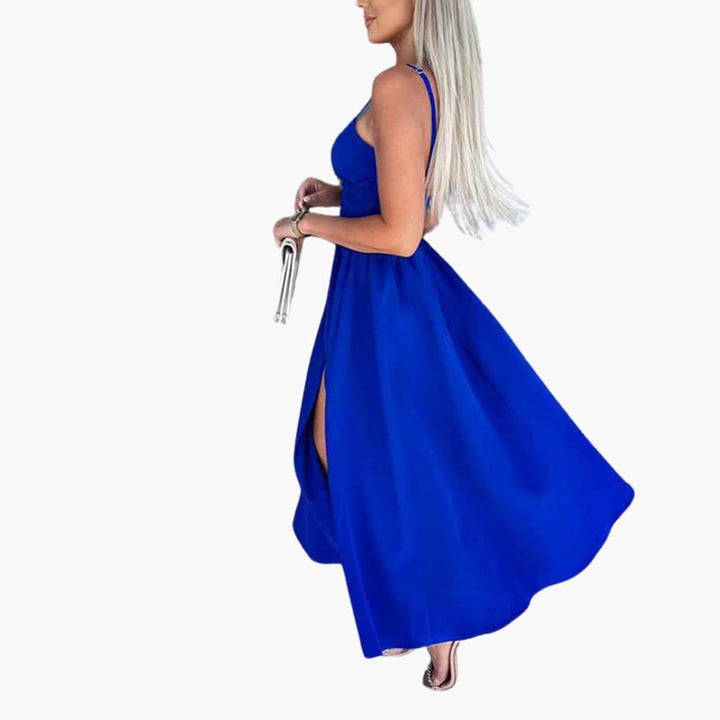 Women’s Midi Dress with Twist Front and Front Slit