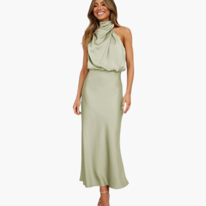 Women’s Halter Dress with Belt Detail and Fitted Silhouette