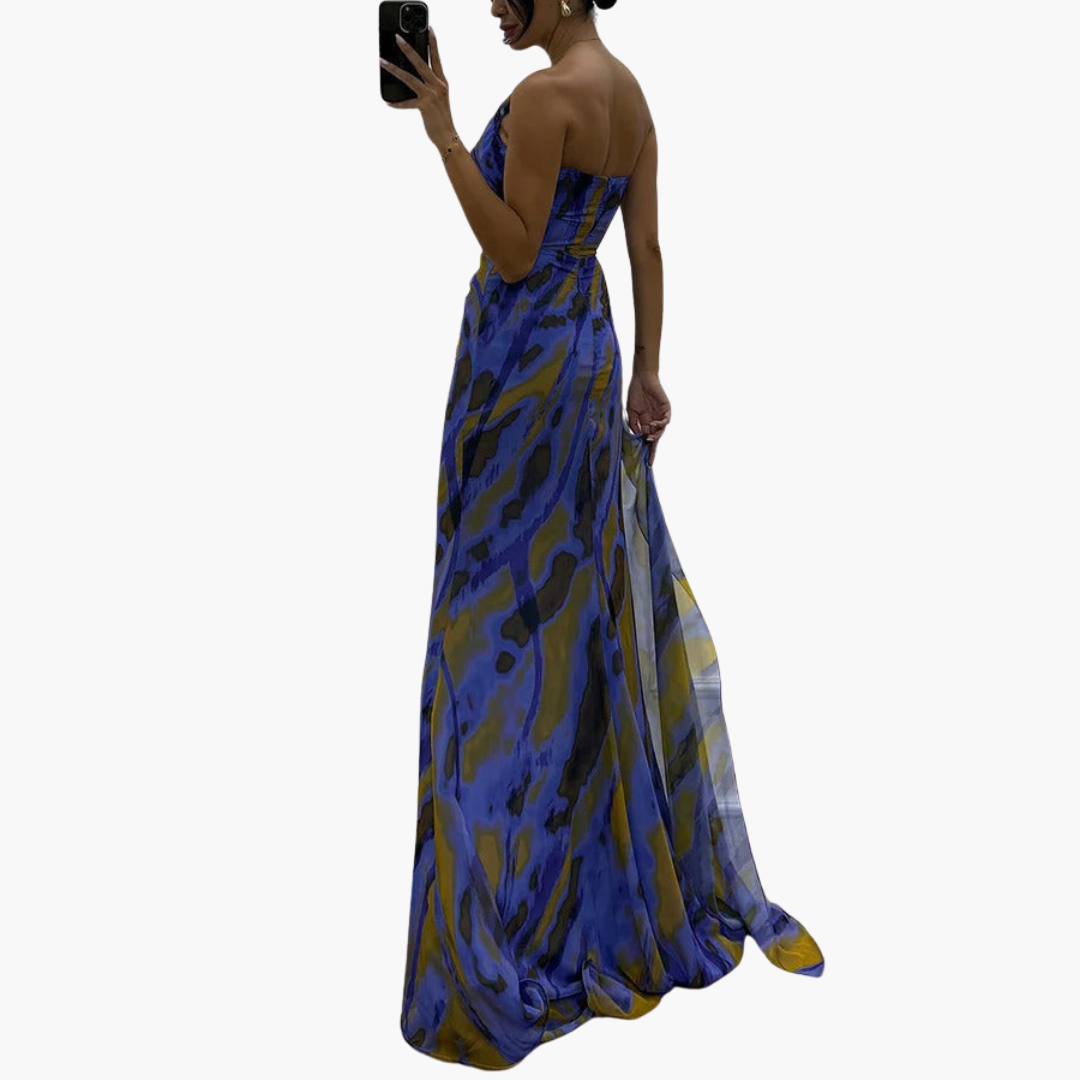 Women’s Maxi Dress with One-Shoulder and Flowing Silhouette