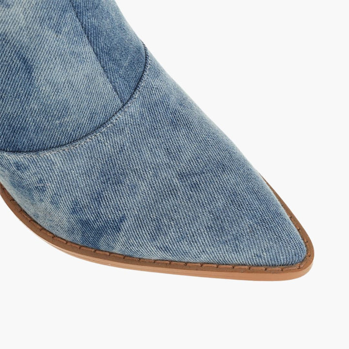 Women’s Cowboy Boots with Stacked Block Heel and Pointed Toe