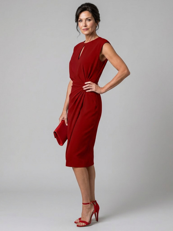 Jamil | Draped Keyhole Midi Dress