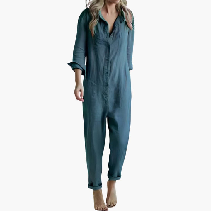 Women’s Long Sleeve Jumpsuit with Straight-Leg Fit
