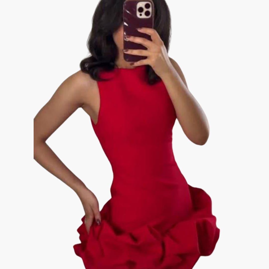 Women’s Ruffle Dress with Flowy Silhouette and Loose Fit