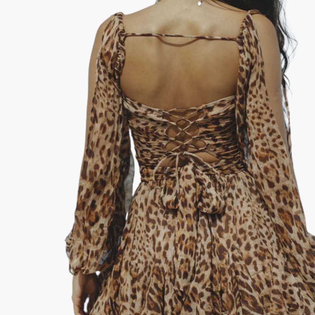 Women’s Mini Dress with V-Neck and Ruffled Hem