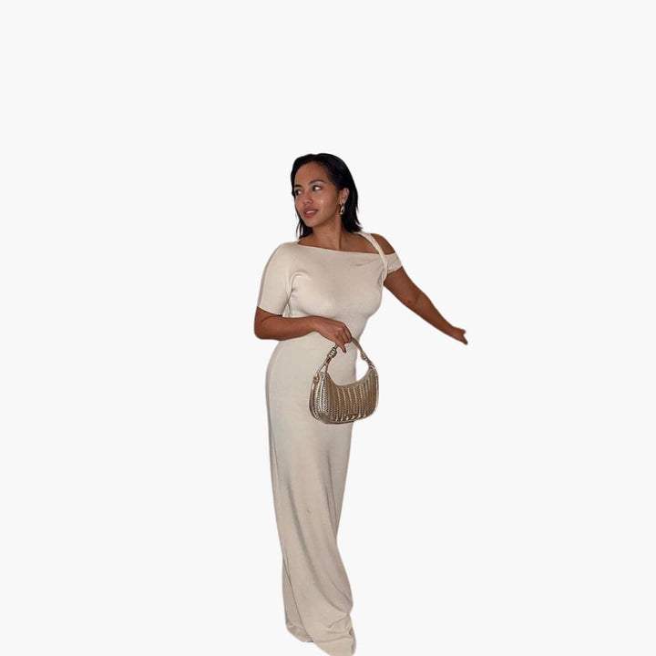 Women’s One-Shoulder Maxi Dress with Twisted Sleeve Detail
