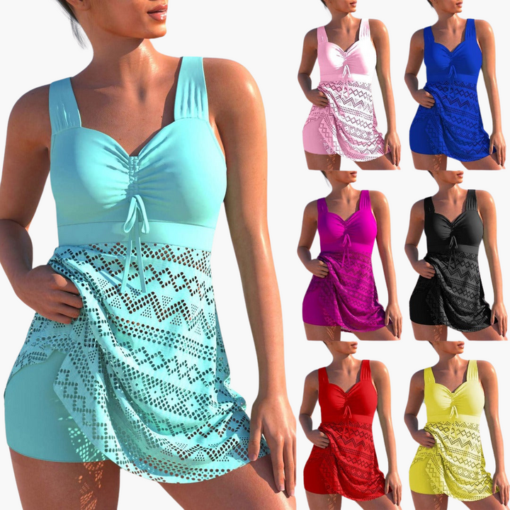Women’s Tankini Set with Adjustable Straps and Padded Cups