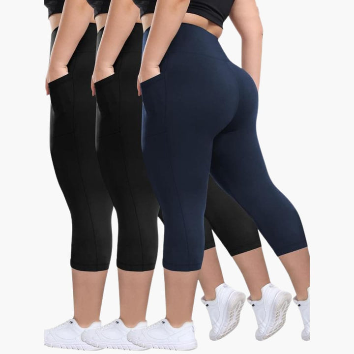 Women’s High-Waisted Capri Pants with Pockets