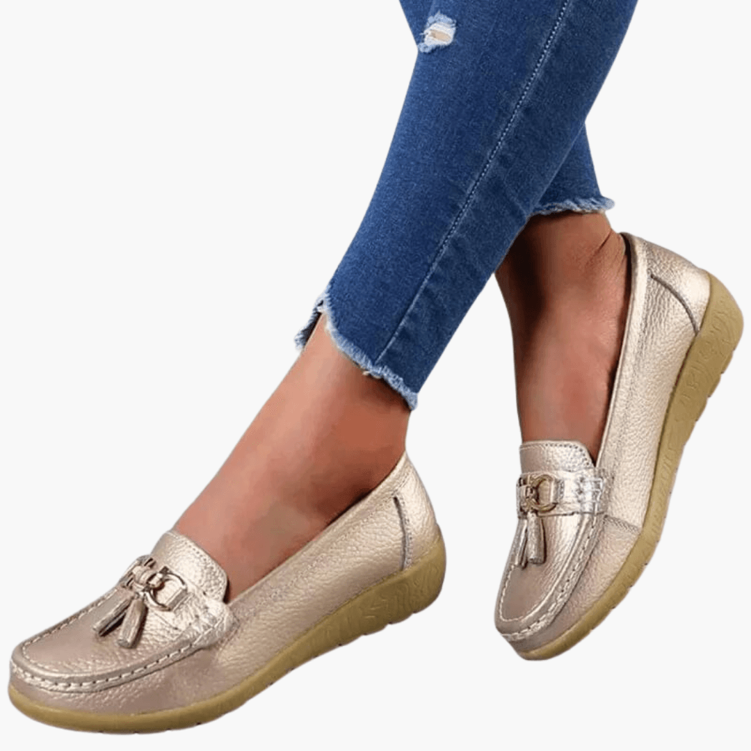 Women’s Slip-On Loafers with Tassel and Buckle Detail