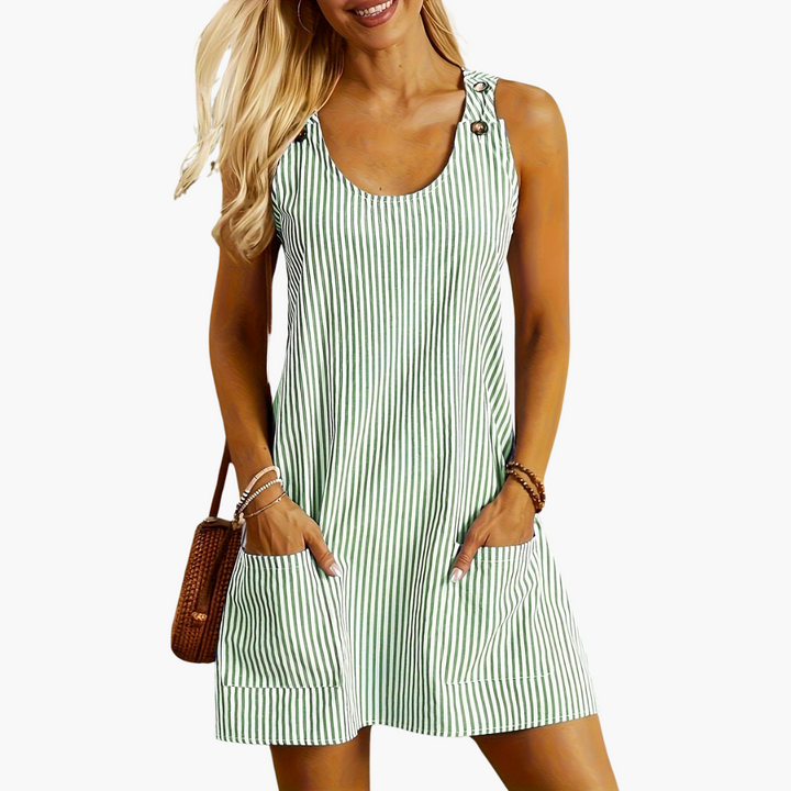 Women’s Mini Dress with Sleeveless Design and Side Pockets
