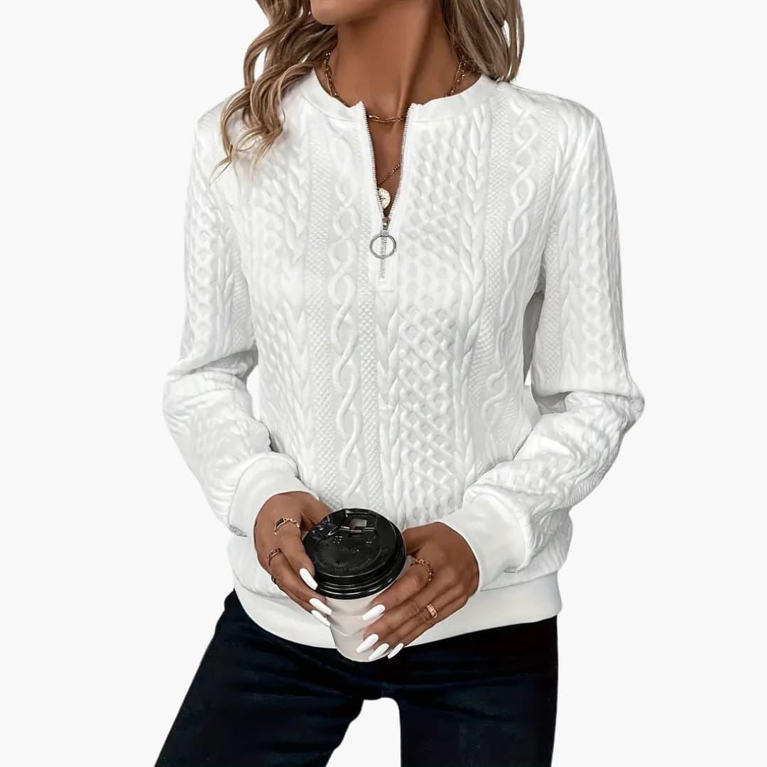 Cable Knit Zip Sweater – Women&