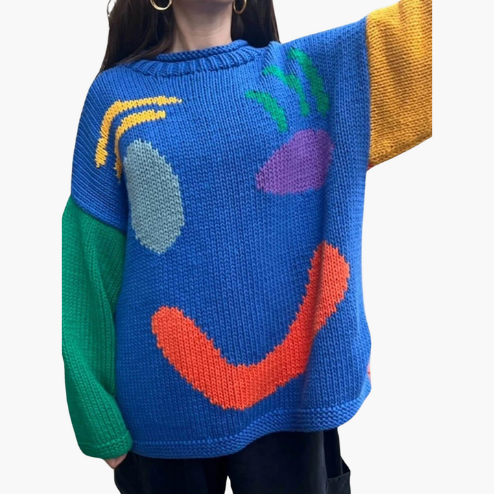 Women’s Sweater with Crew Neck and Cable Knit