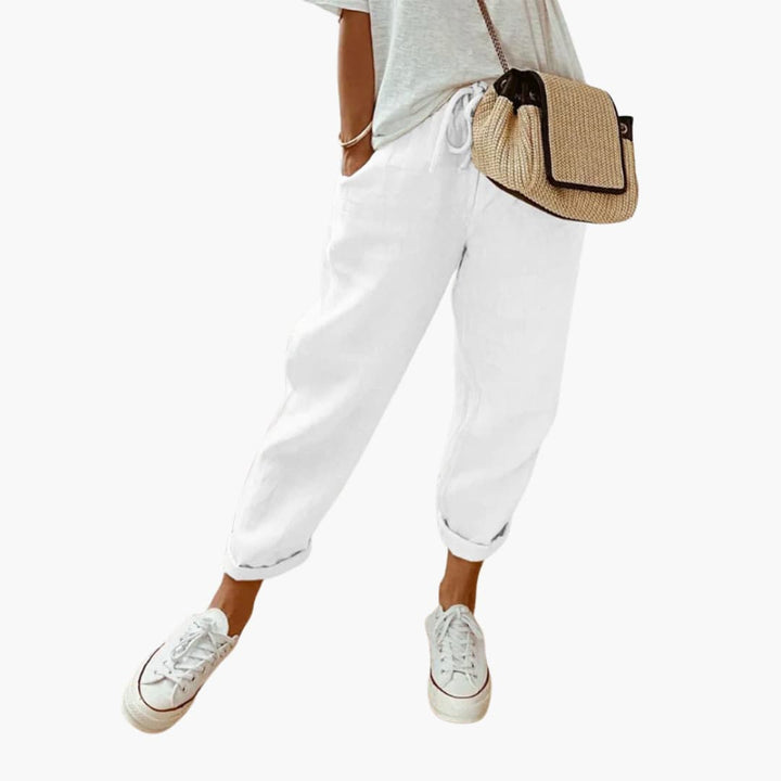 Women’s summer Pants with drawstring waist and cuffed hems