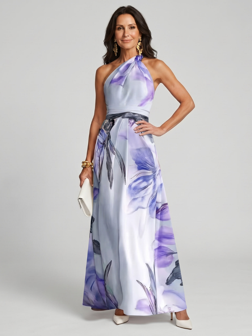 Hester | Soft Halter Flowing Skirt Maxi Dress