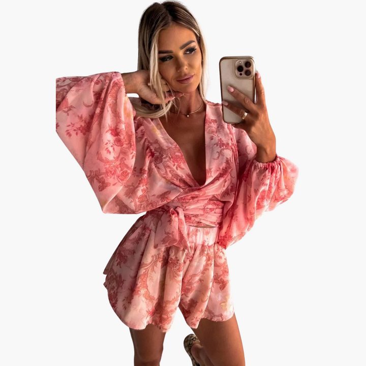 Women’s Romper with Wrap Front and Structured Design