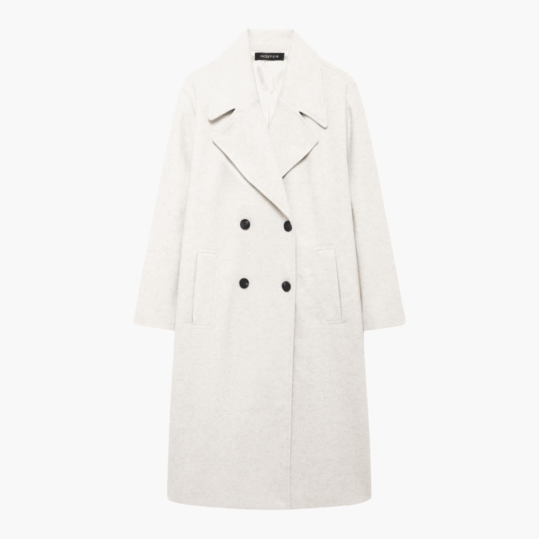 Long Wool-Blend Winter Coat - Elegant Outerwear for Women