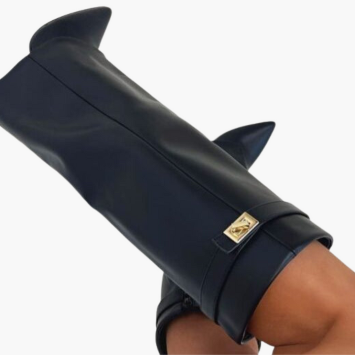 Women’s Over-the-Knee Boots with Pointed Toe and Buckle