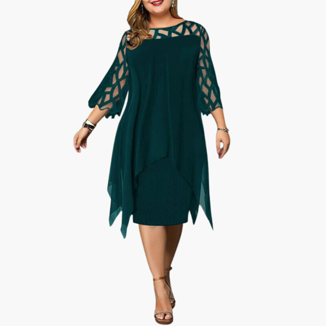Women’s Midi Dress with Cut-Out Sleeves and Fitted Silhouette