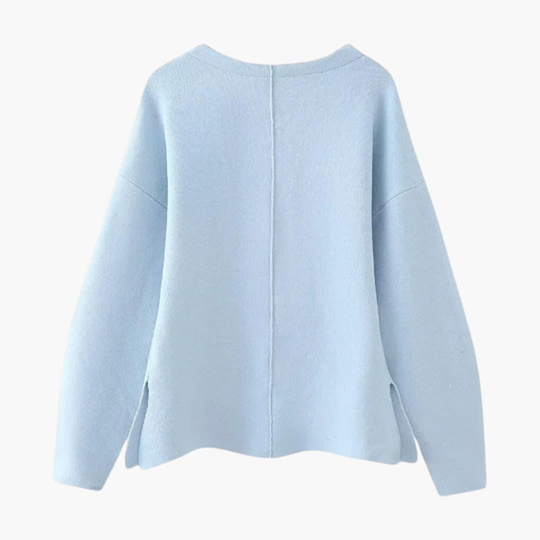 Women’s Slim-Fit Cardigan with Long Sleeves and Side-Split Hem