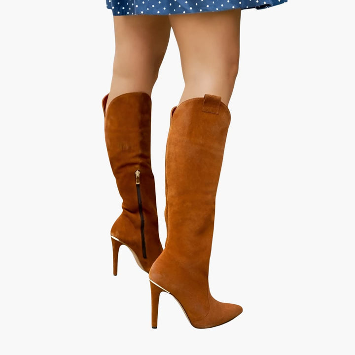 Women’s Knee-High Boots with Heel and Zipper