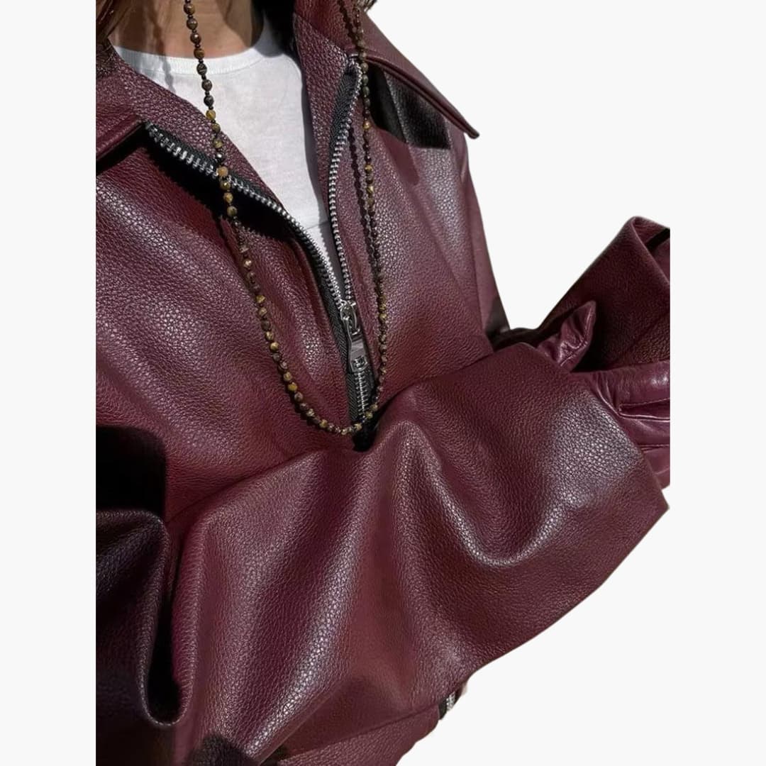 Women’s Bomber Jacket with Zip-Up Front and Collar