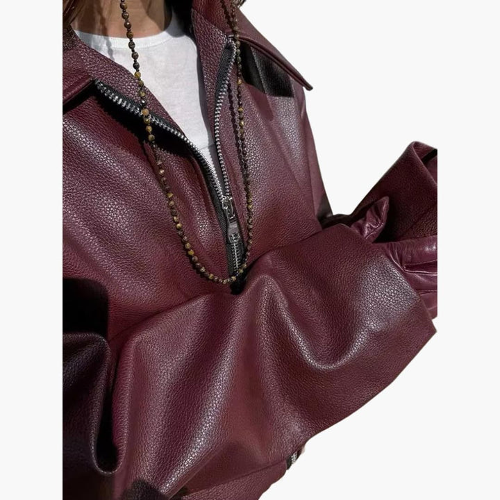 Women’s Bomber Jacket with Zip-Up Front and Collar