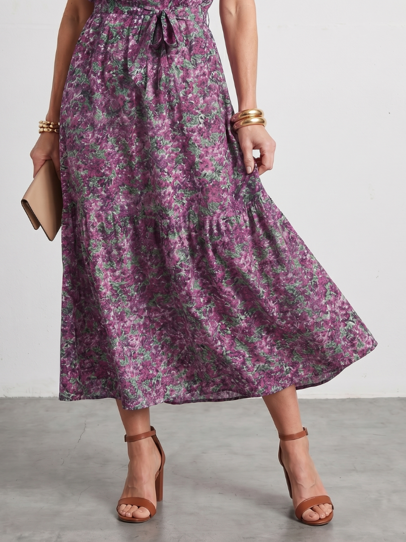 Anise | High Neck Floral Tiered Midi Dress
