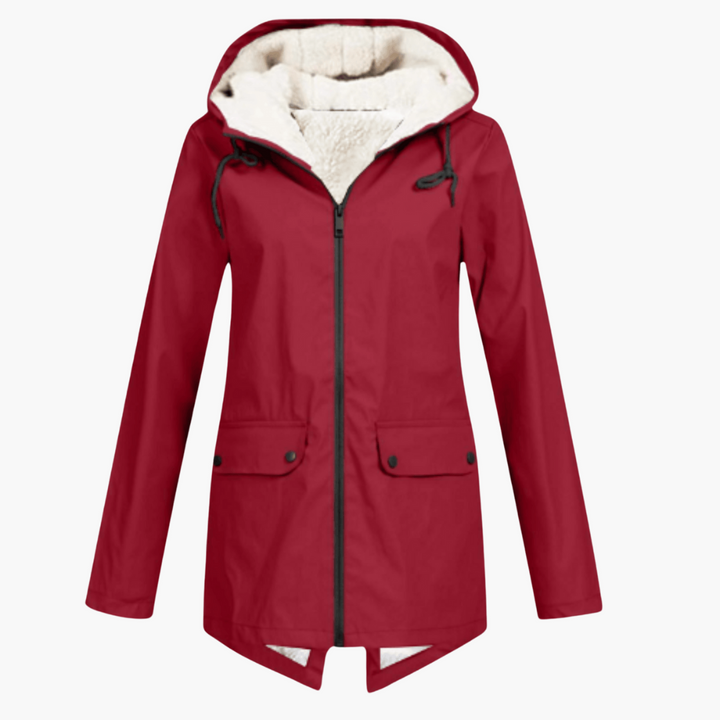 Women’s Hooded Winter Coat with Button-Up Front and Long Length
