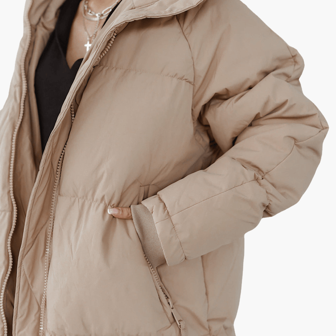 Women’s Hooded Puffer Coat with Quilted Design