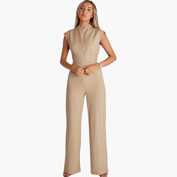 Women’s Wide-Leg Jumpsuit with Plain Woven Finish