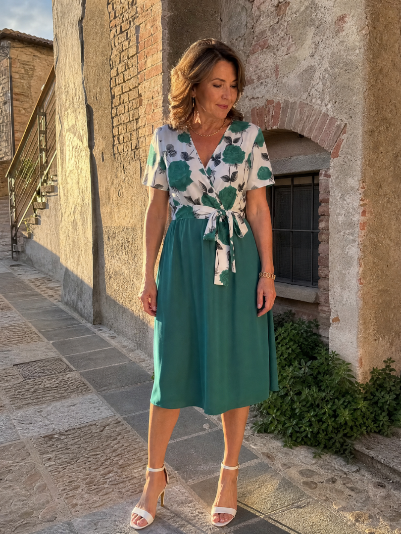 Admen | Floral Tie Waist Midi Dress