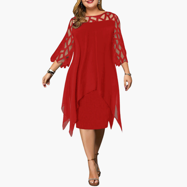 Women’s Midi Dress with Cut-Out Sleeves and Fitted Silhouette