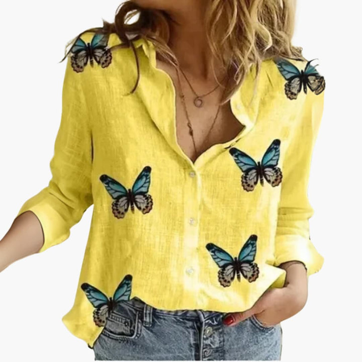 Women’s Blouse with Button Fastening and Printed Design
