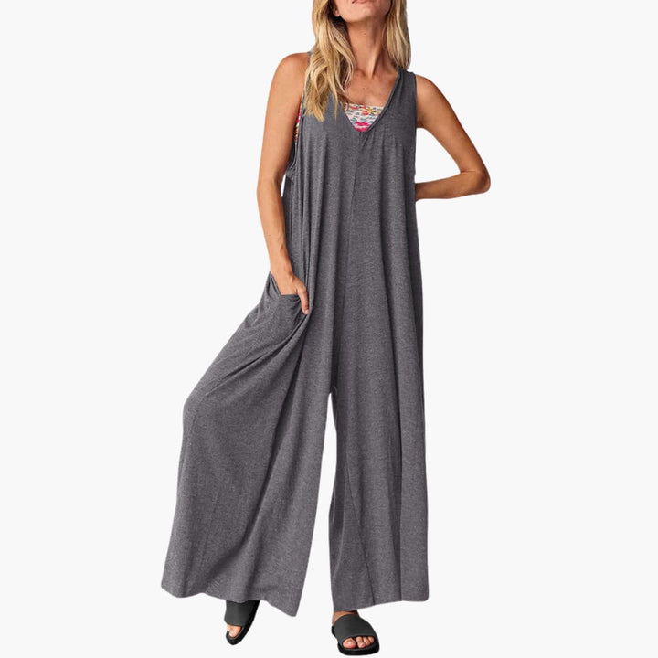 Women’s V-Neck Jumpsuit with Relaxed Fit
