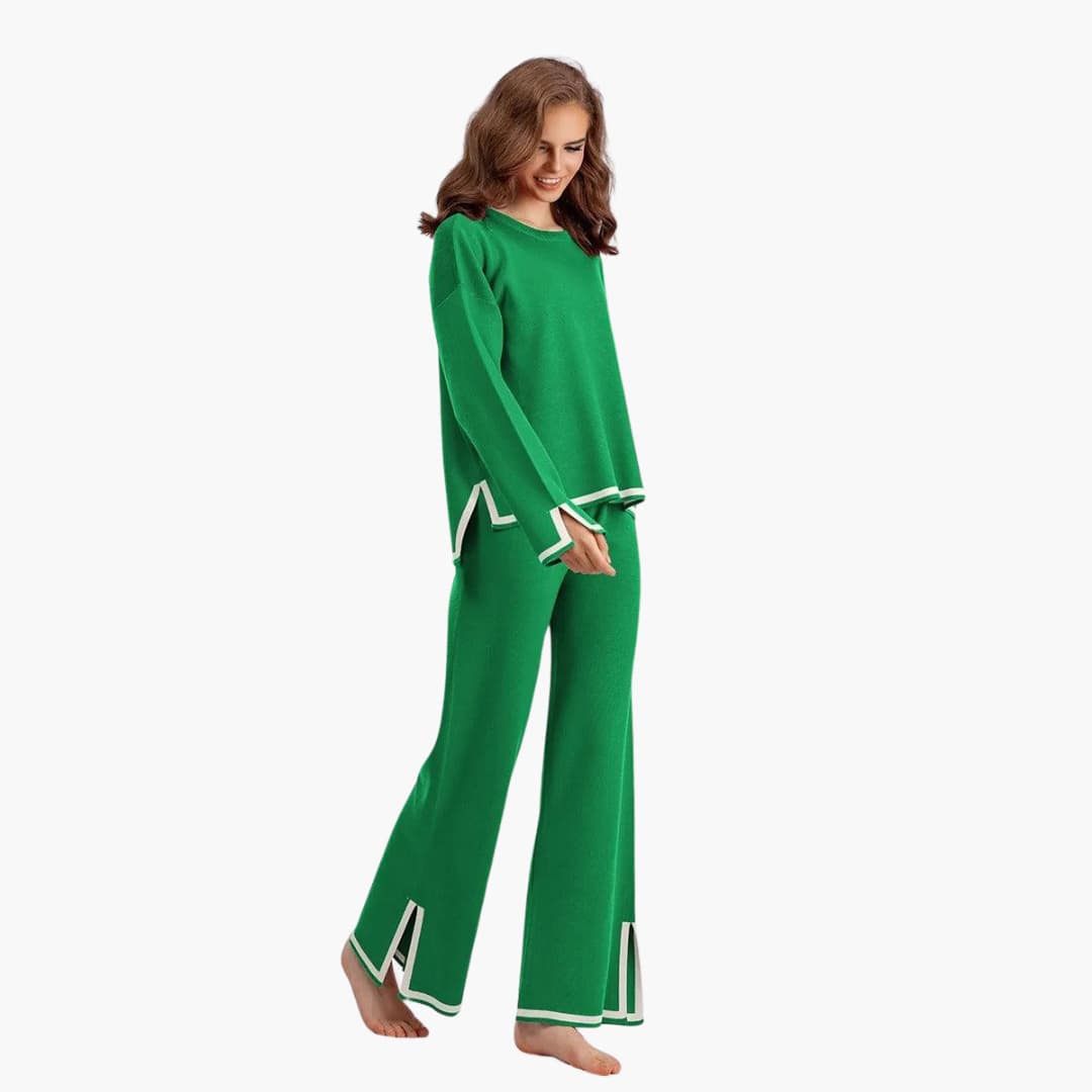 Women’s Two-Piece Set with Long-Sleeve Top and Matching Pants