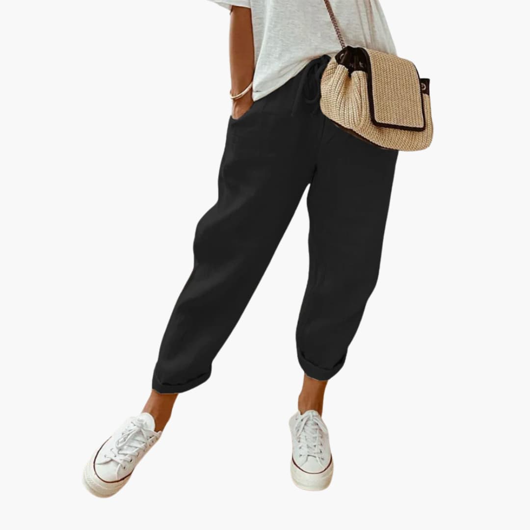 Women’s summer Pants with drawstring waist and cuffed hems