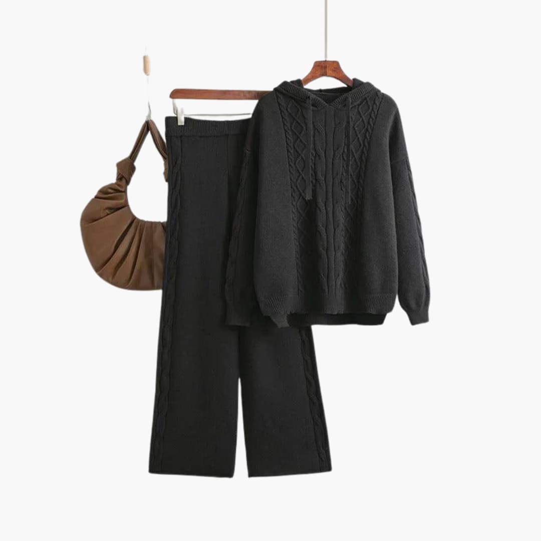 Women’s Lounge Set with Oversized Hoodie and Matching Wide-Leg Trousers