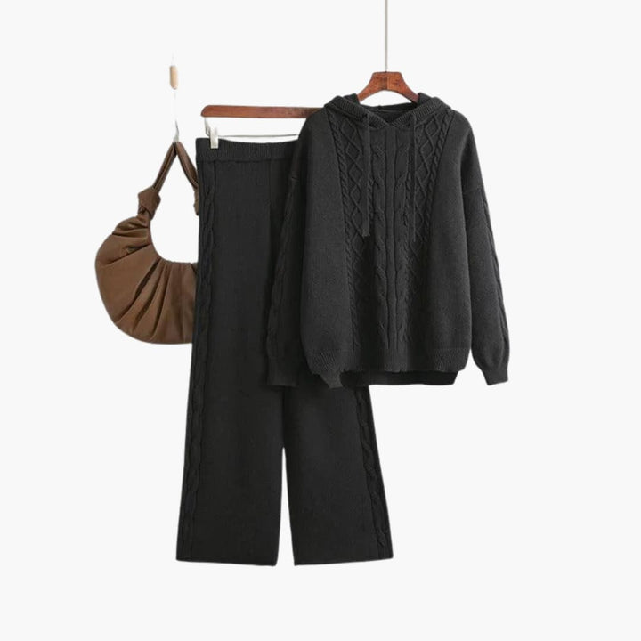 Women’s Lounge Set with Oversized Hoodie and Matching Wide-Leg Trousers