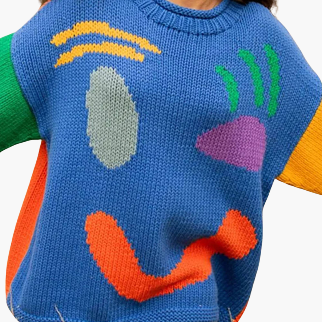 Women’s Sweater with Crew Neck and Cable Knit