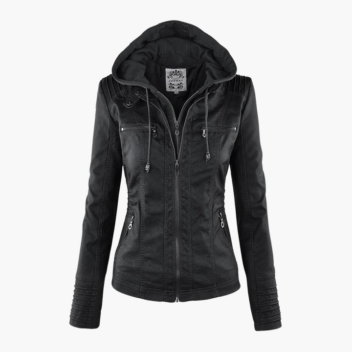 Women’s Zip-Up Faux Leather Jacket with Tailored Fit