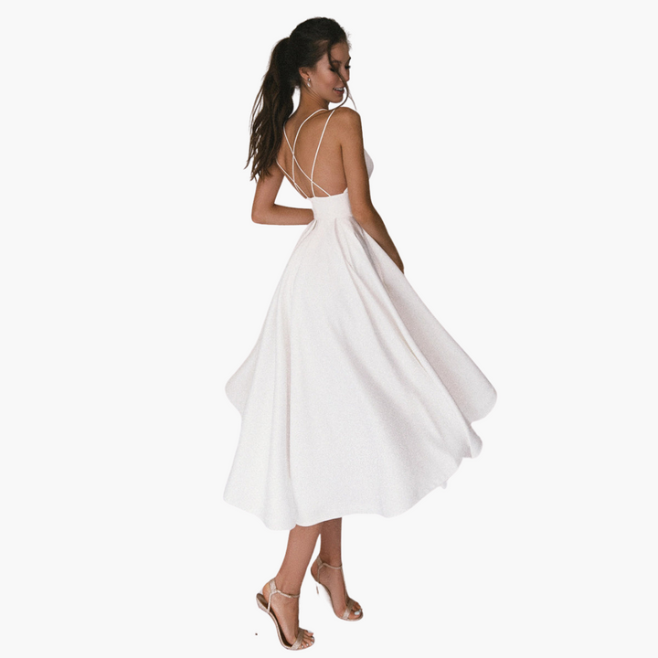 Women’s Midi Party Dress with V-Neck