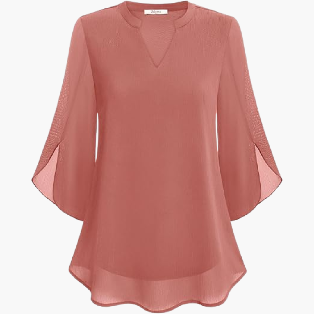 Women’s Blouse with V-Neck and Flowy Sleeves